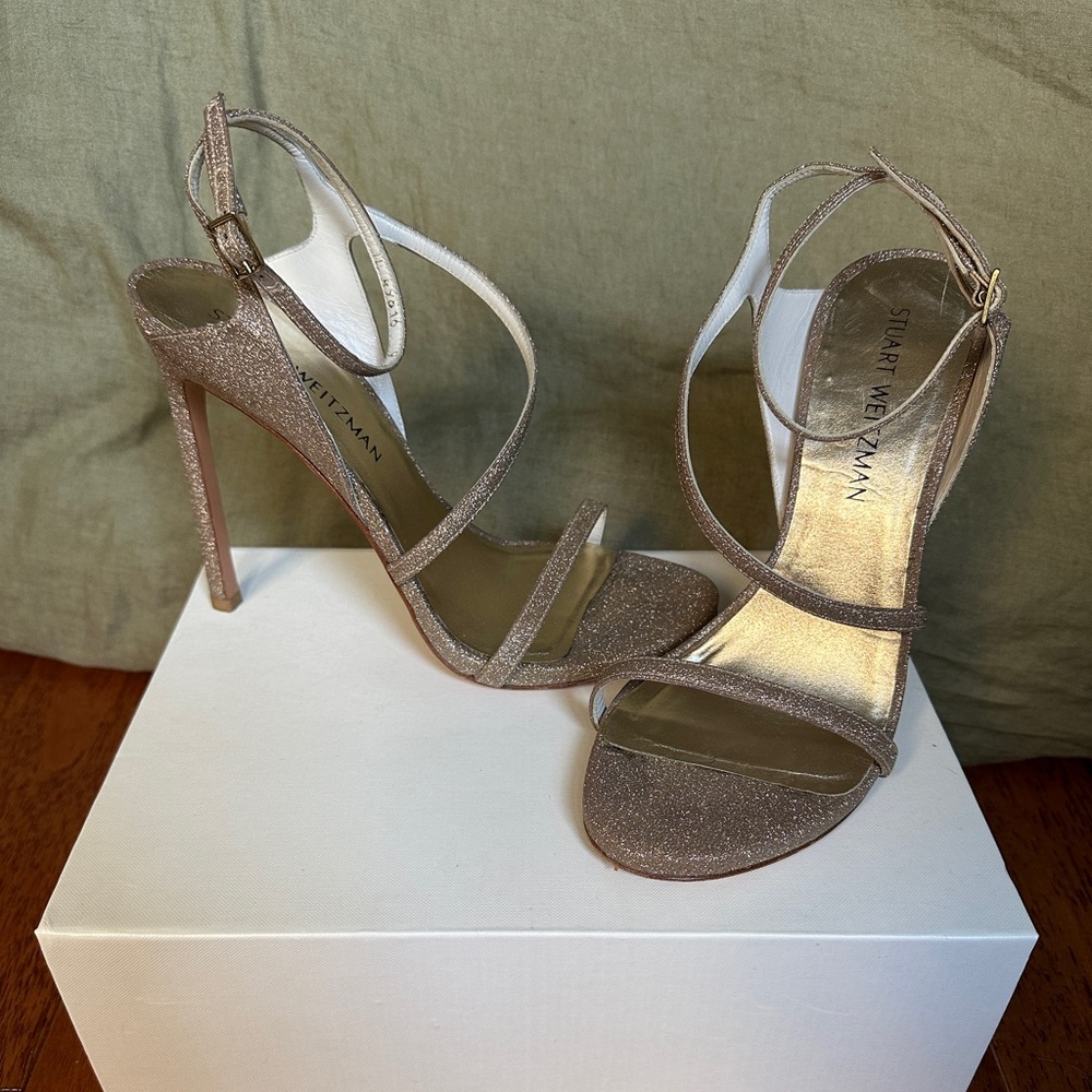 Stuart Weitzman Heeled Glittered Strappy Sandals